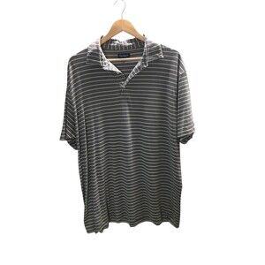 Fish Hippie Co Polo Shirt Men's Size XXL Gray Stripes Short Sleeve Cotton Blend